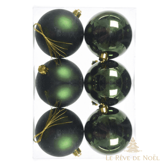 Lot de 6 Boules de Noël vertes 8cm