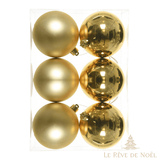 Lot de 6 boules de Noël dorées 8cm