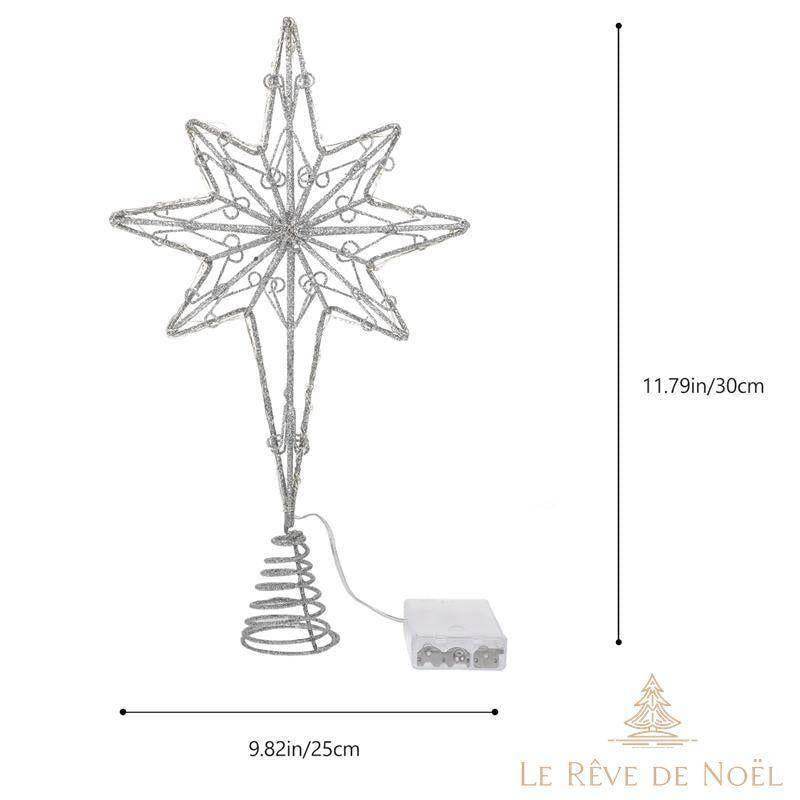 Cimier de sapin de Noël lumineux : Etoile à 8 branches