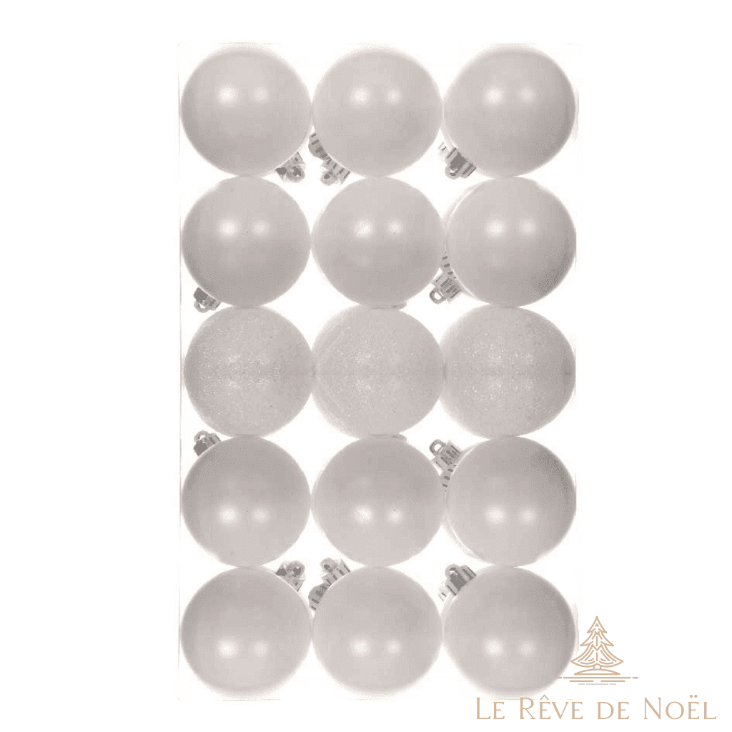 Lot de 30 boules de Noel blanches 6 cm