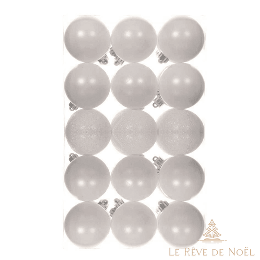 Lot de 30 boules de Noel blanches 6 cm