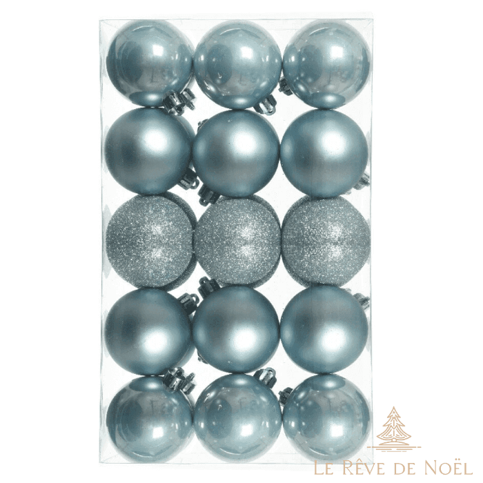 Lot de 30 boules de Noel bleues 6 cm