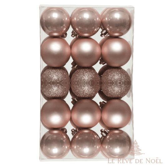 Lot de 30 boules de Noel roses 6 cm