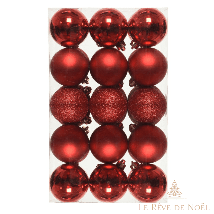 Lot de 30 boules de Noël rouges 6 cm
