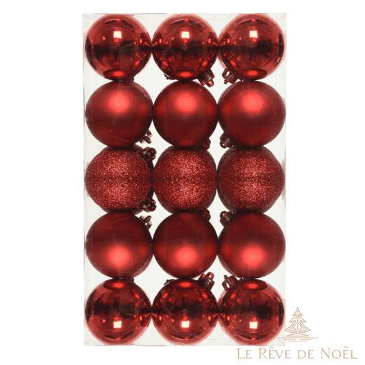 Lot de 30 boules de Noël rouges 6 cm