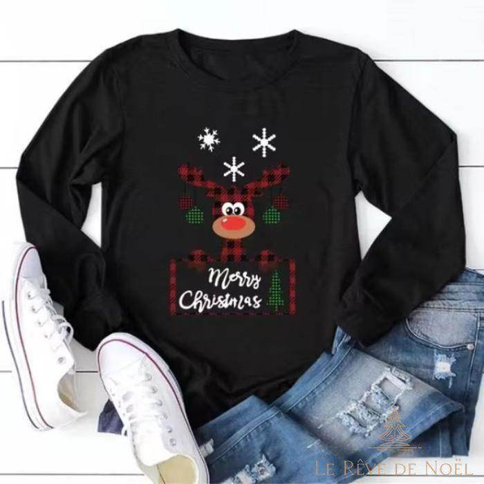 Pull long de Noël femme noir