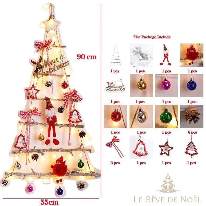Sapin de noël mural lumineux rouge