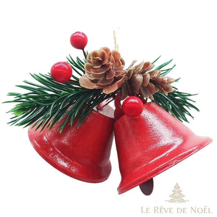 Cloche de Noël : Double Cloche Rouge