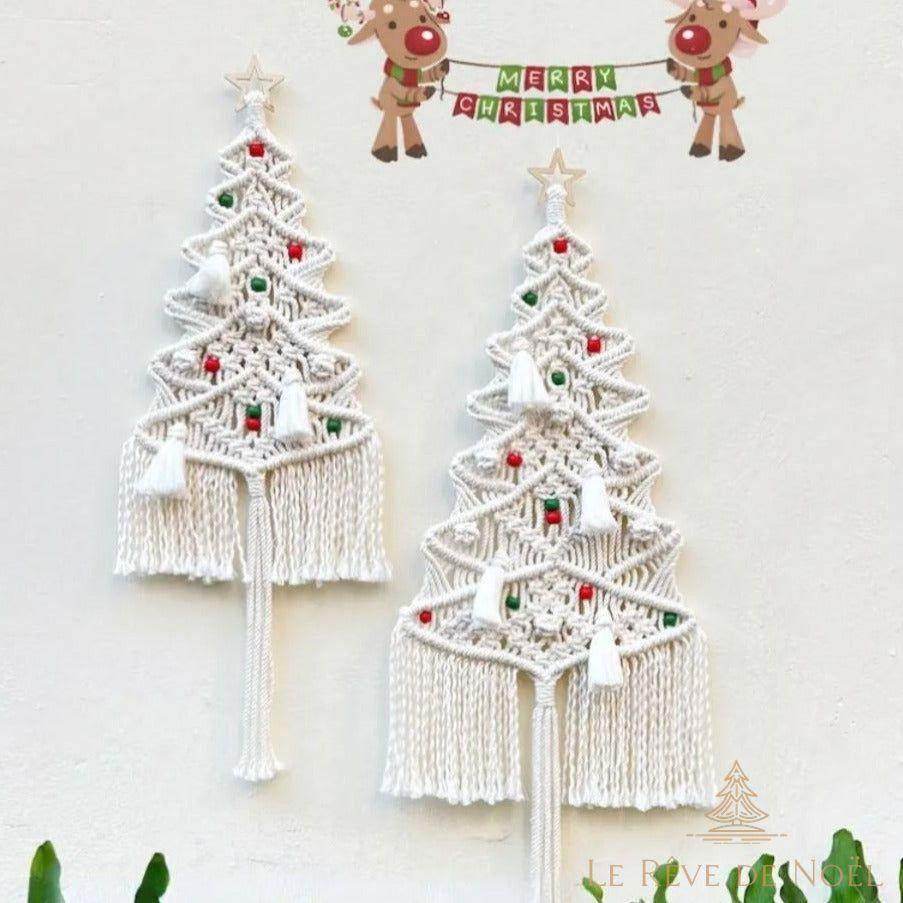 Sapin de noël mural en macramé