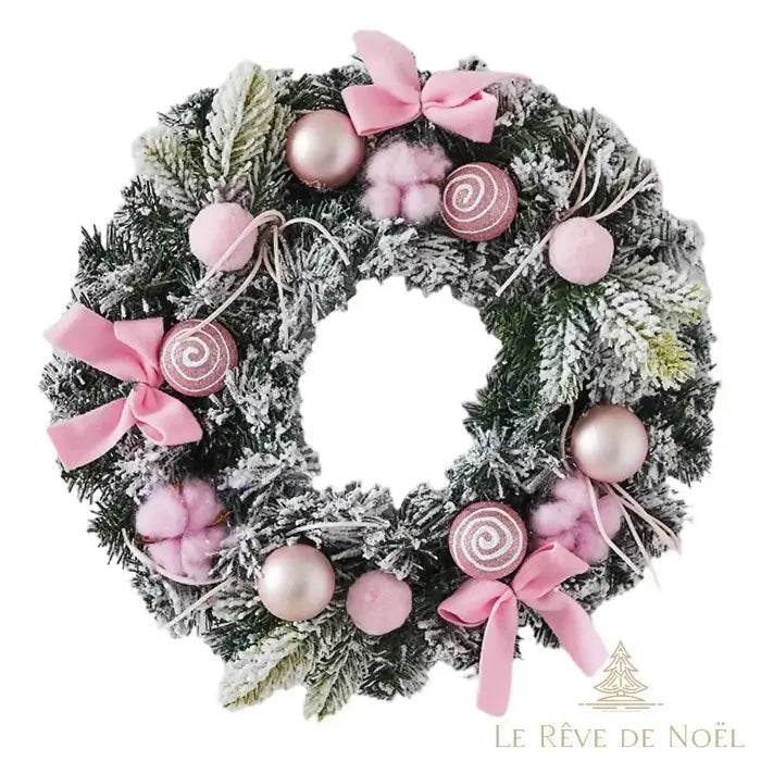 Couronne de noël rose
