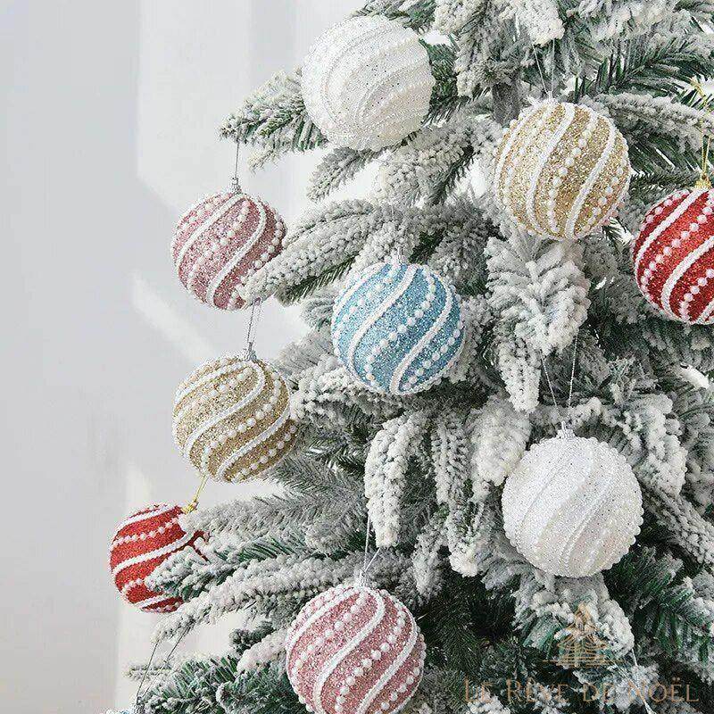 Lot de 6 Boules perlées - 8cm