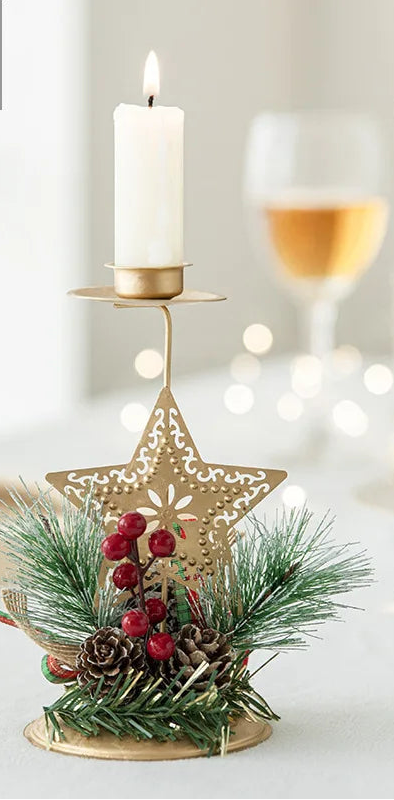 Bougeoir doré Noël