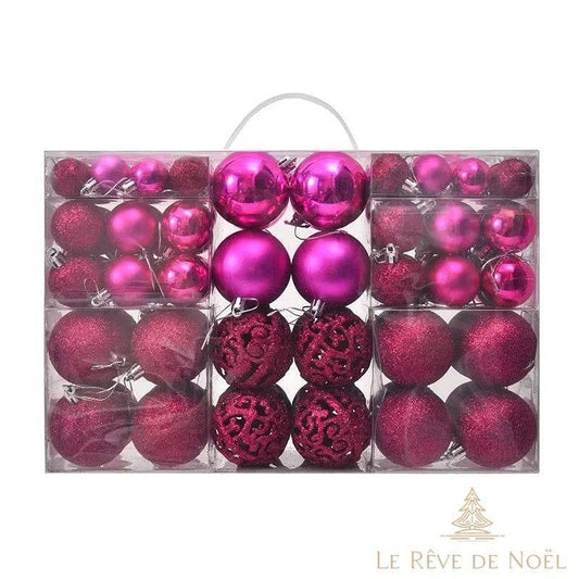 lot-boules-noel-rose
