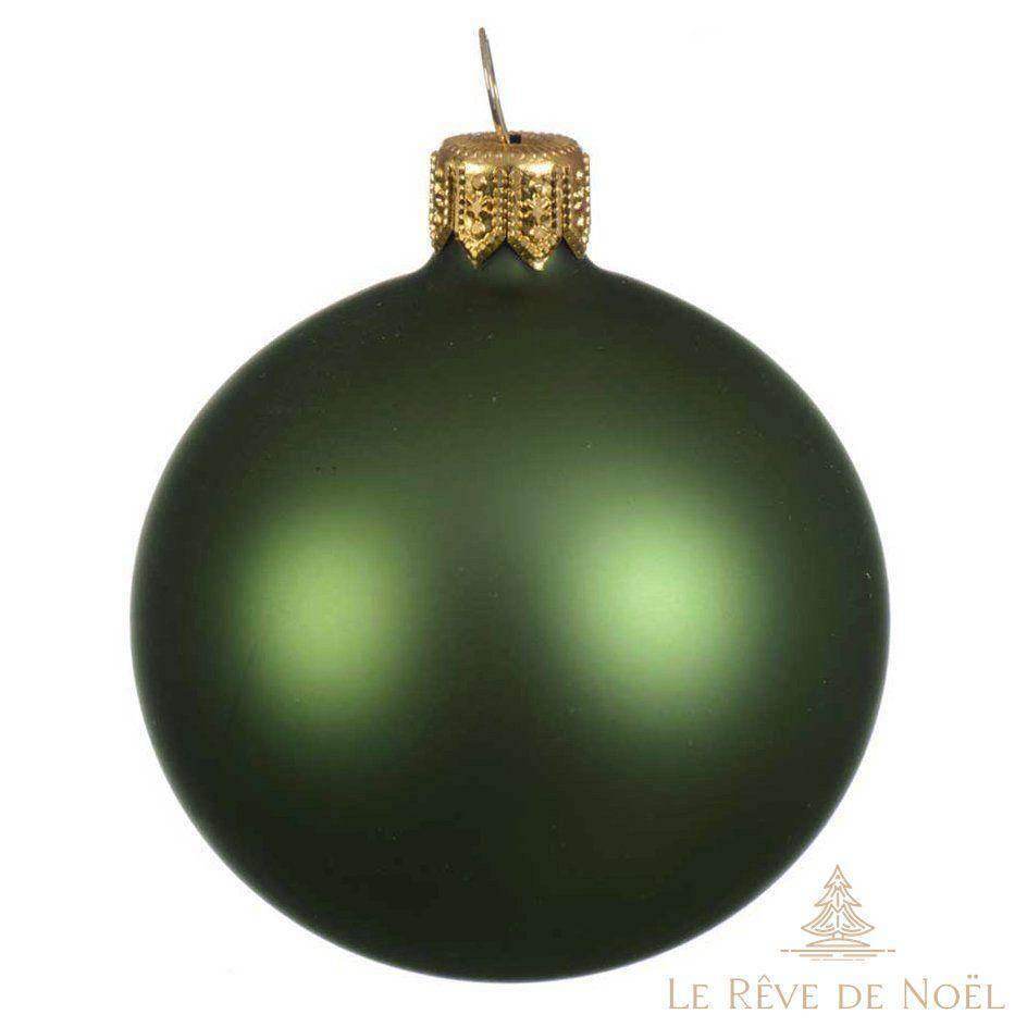 Lot de 4 boules de Noël mates 10 cm- Vert sapin