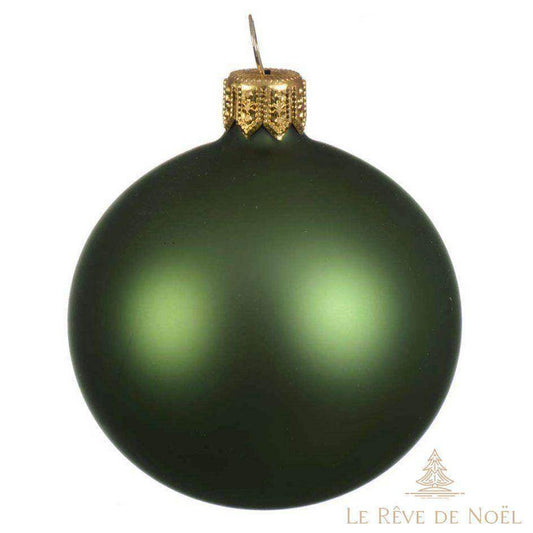 Lot de 4 boules de Noël mates 10 cm- Vert sapin