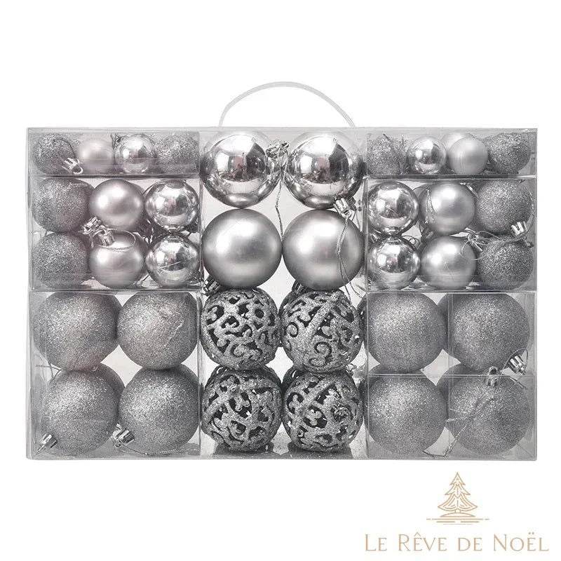 lot de boules de noel argent