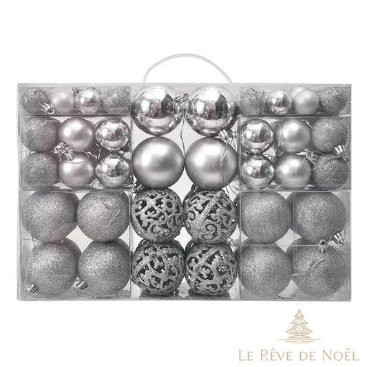 lot de boules de noel argent