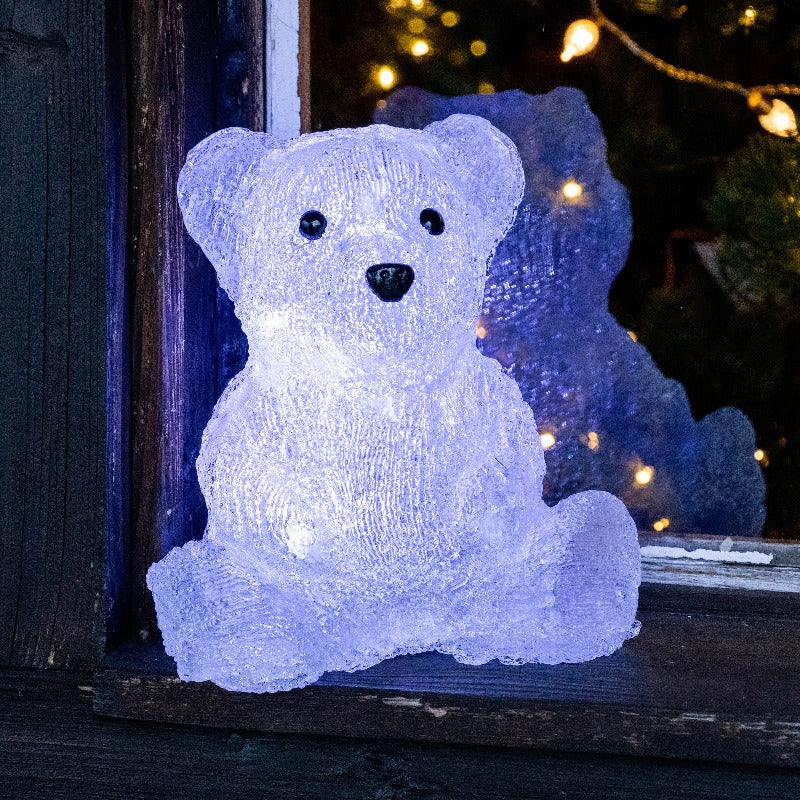 Père Noel acrylique lumineux 30 LED, Decoration de noel pas cher