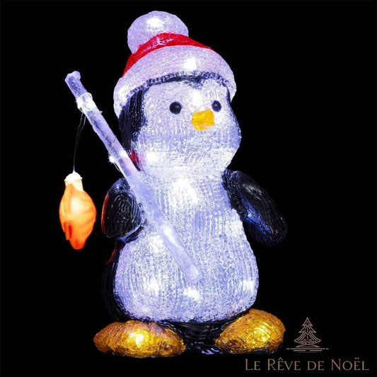 Pingouin lumineux acrylique illuminé - Le Rêve De Noël - Décorations de Noël