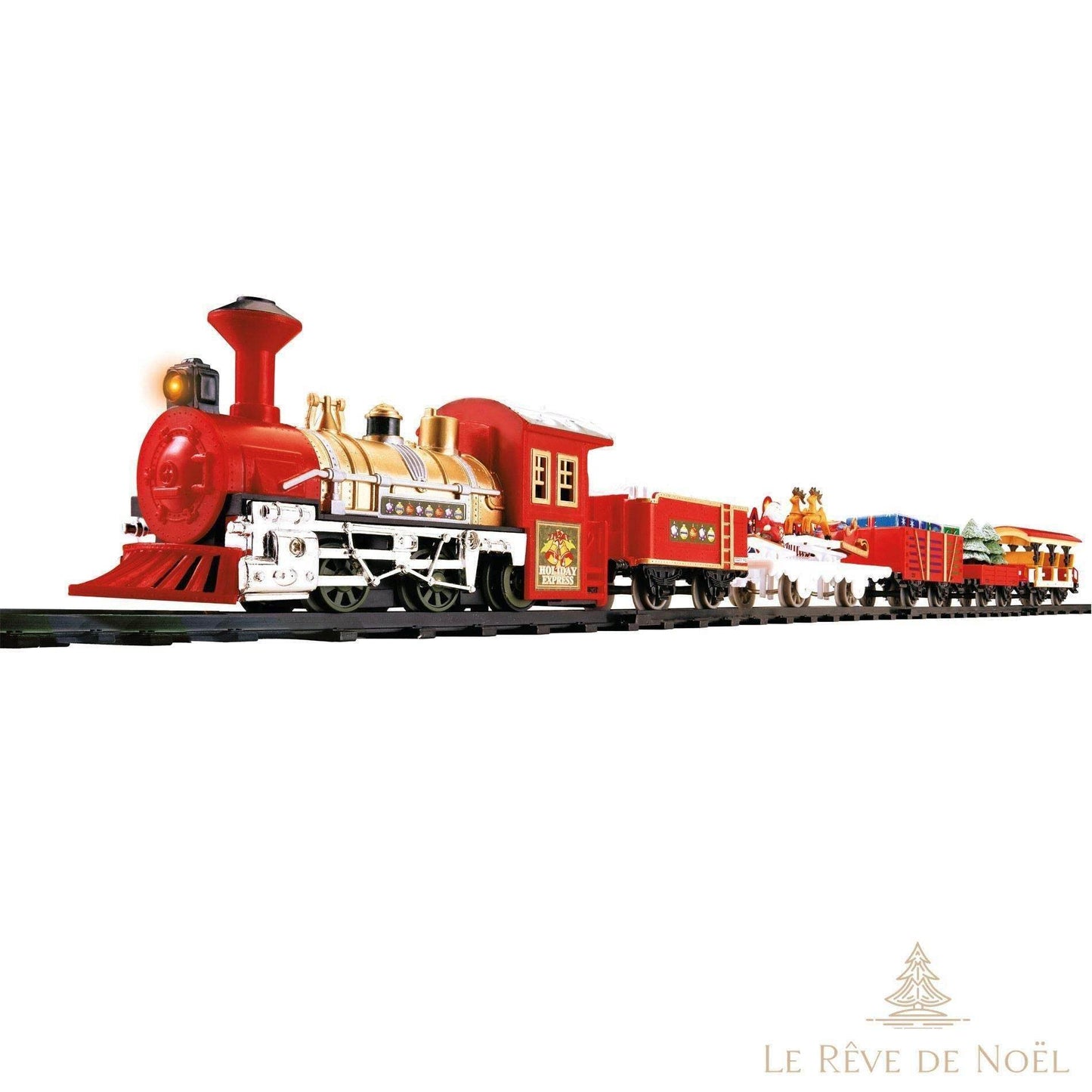 Train rouge de Noël électrique lumineux et musical