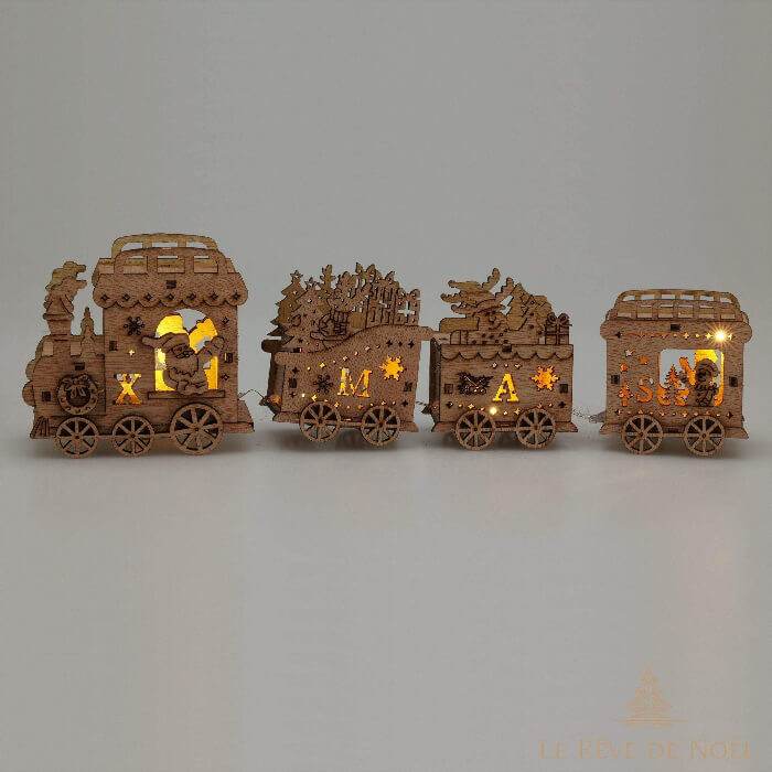 Train lumineux Bois sculpté