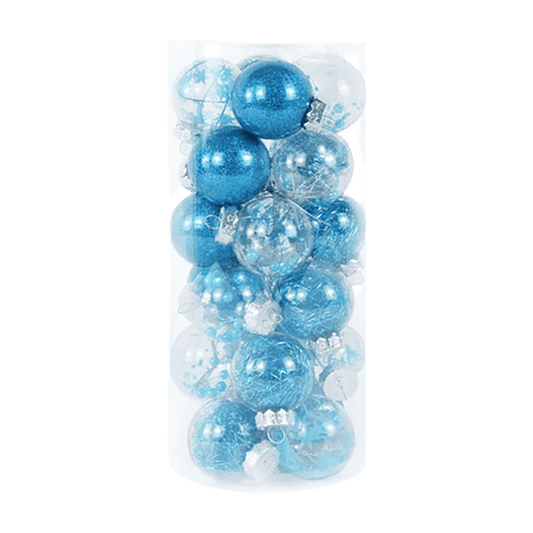 Lot de 24 boules création 6cm - Bleu - Décorations de Noël