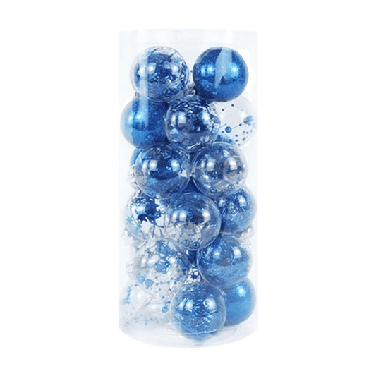 Lot de 24 boules création 6cm - Bleu foncé - Décorations de Noël