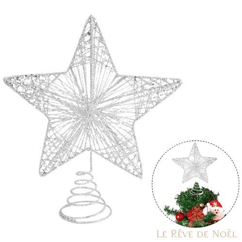 Cimier de sapin étoile 20cm - Argent