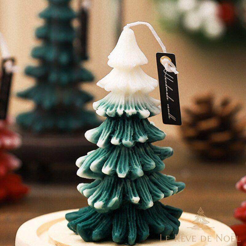 Bougie de Noël en cire de soja : Sapin blanc et vert