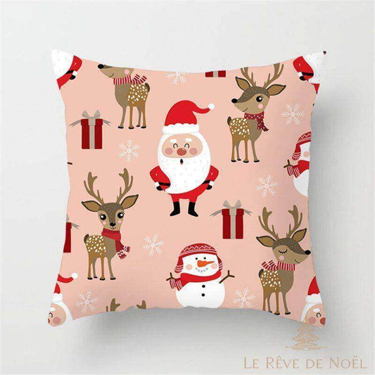 Housse de coussin noël rose