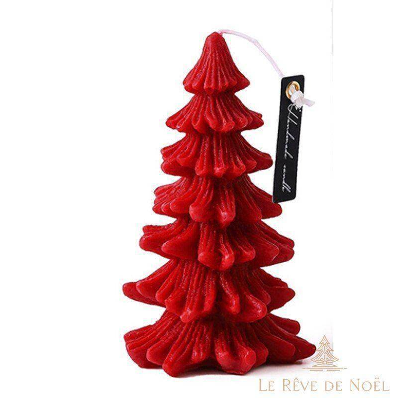 Bougie de Noël en cire de soja : Sapin rouge