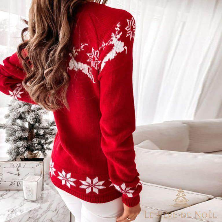Pull de Noël femme rouge et blanc