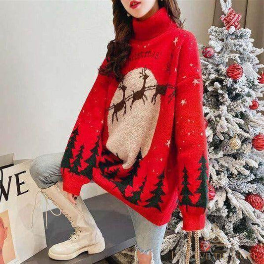 Pull de Noël col roulé femme