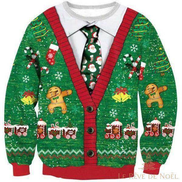 Pull de Noël - Cravate verte