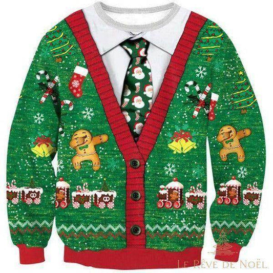 Pull de Noël - Cravate verte