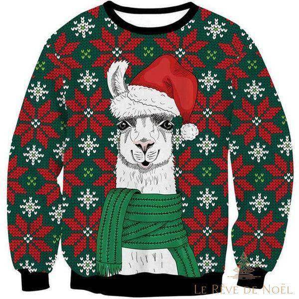 Pull de Noel Homme - Lama Bonnet et Echarpe