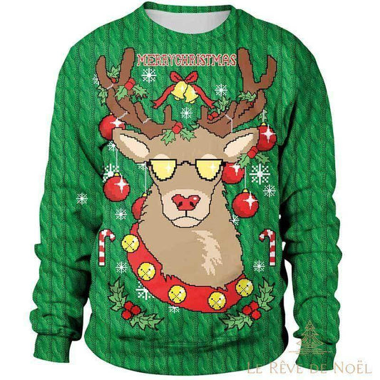 Pull de Noël - Renne à lunettes