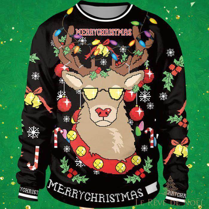 Pull de Noël - Renne à lunettes