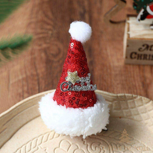 Pince à cheveux de Noël : Chapeau rouge