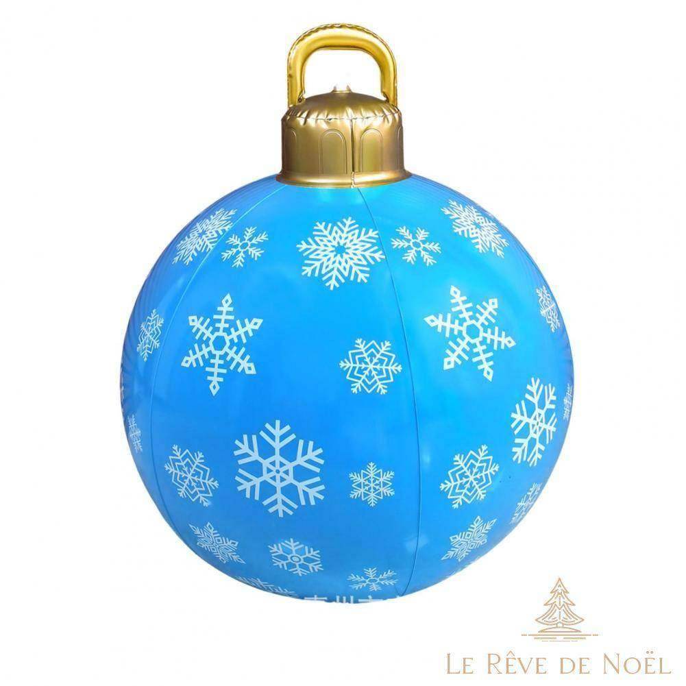 Boule de Noël gonflable 60 cm : Bleue avec Flocons