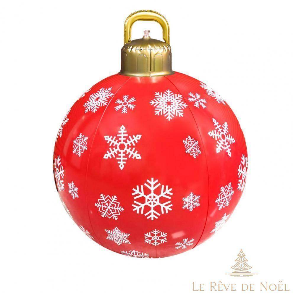Boule de Noël gonflable 60 cm : Rouge avec Flocons