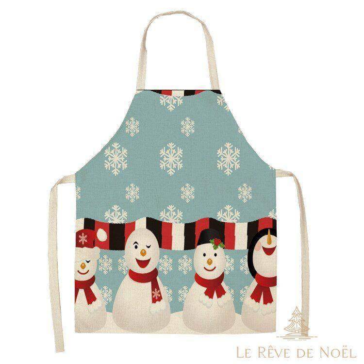 Tablier de Noël Bonhomme de neige blanc