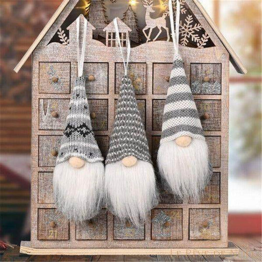 Lot de 3 lutins à suspendre - Gris
