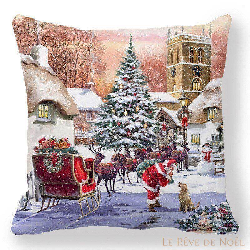 Housse de coussin paysage noël