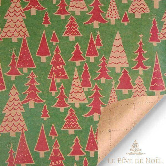 Papier cadeau de Noël - Sapin rouge