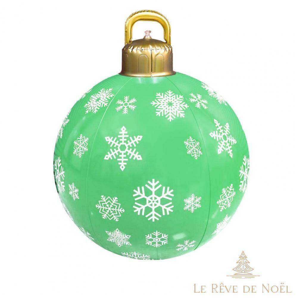 Boule de Noël gonflable 60 cm : Verte avec Flocons