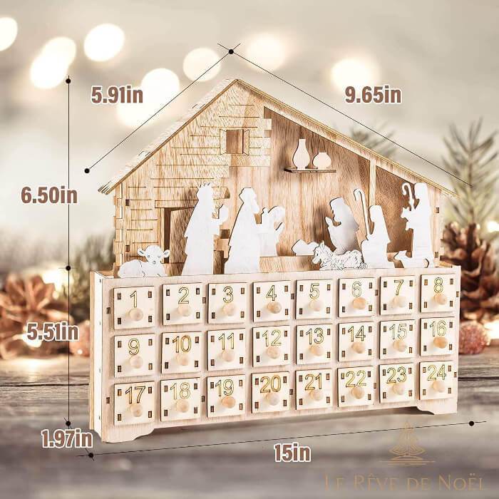 Calendrier de l'avent : Crèche avec Led