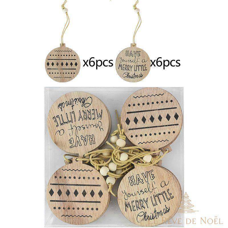Lot De 6 Boules De Noël En Bois à Peindre Soi-même | Décorations De Noël DIY Pour Arbre Et Couronne | Paulownia Avec Crochet Et Corde