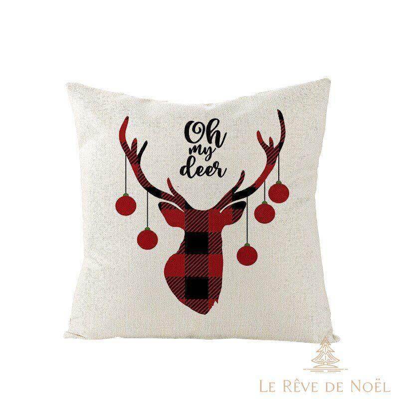 Housse de coussin de Noël : Tête de renne