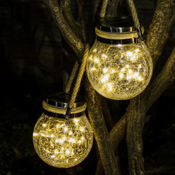 Bocal rond & guirlande lumineuse Solaire 15 x 12 cm Imperméable 20 LED – Le  rêve de Noël